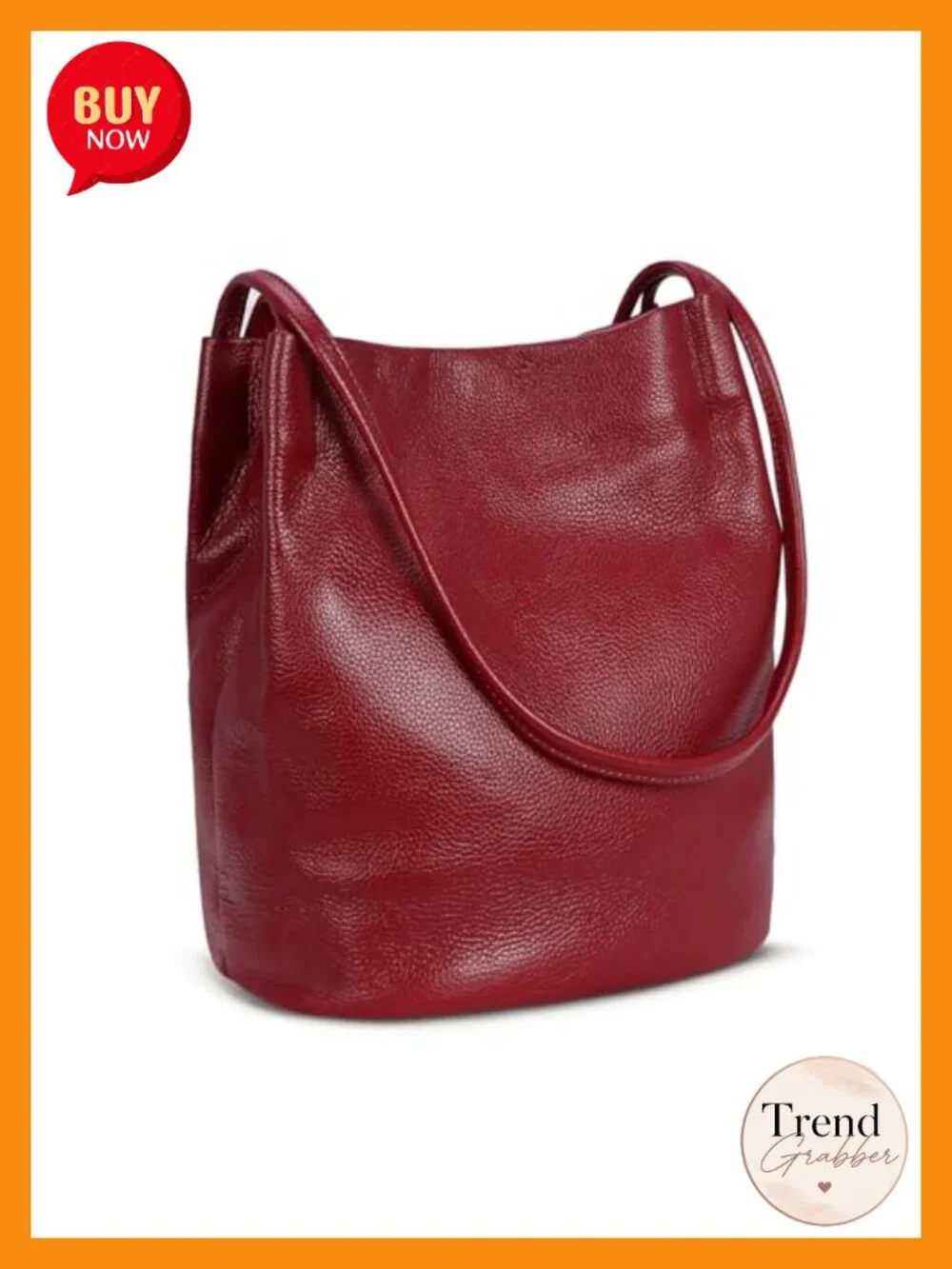 Genuine Leather Bucket Tote Hobo Shoulder Bag Large Capacity
